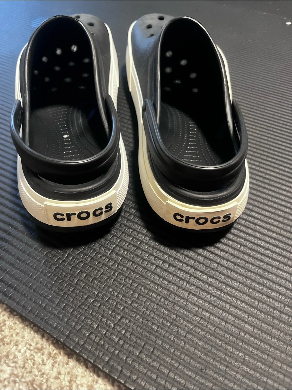 Crocs Crocband Platform Clogs Black White Men’s Size 13 Slip On Comfort Shoes